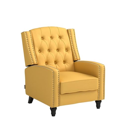 Artechworks Tufted Fabric Pushback Manual Recliner Chair for Living Room - Single Sofa Home Theater Seating- Comfortable Bedroom & Living Room Chair Reclining Sofa, Yellow