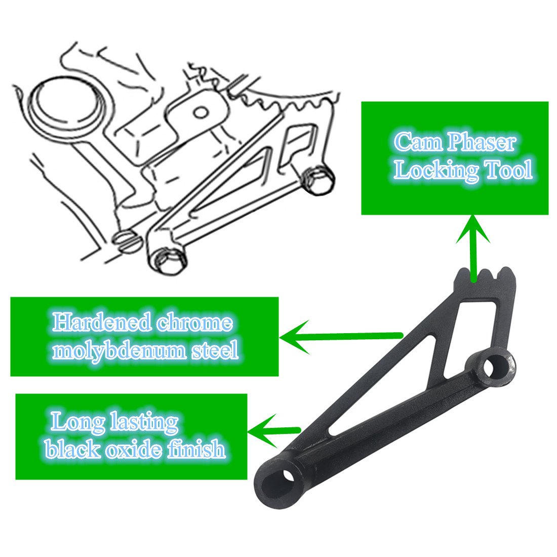 Cam Phaser Locking Tool and Crankshaft Positioning Tool Crankshaft Wrench Holder Fit for Ford 1993 4.2L/4.6L 2-valve,4.6L 4-valve 5.4L/6.8L V8 Similar to Rotunda 303-448,T93P-6303-A,6024&525219