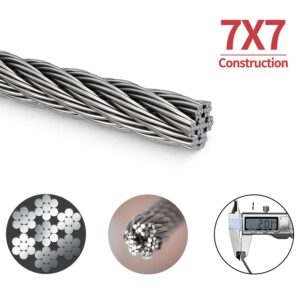 26ELE Picture Hanging Wire 190lbs, Heavy Duty Stainless Steel Wire Rope for Hanging Picture Frame Mirror and Wall Art, Strong Metal Wire 100Feet with 20PCS Crimping Sleeves, 4 D Rings and 8 Screws