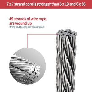 26ELE Picture Hanging Wire 190lbs, Heavy Duty Stainless Steel Wire Rope for Hanging Picture Frame Mirror and Wall Art, Strong Metal Wire 100Feet with 20PCS Crimping Sleeves, 4 D Rings and 8 Screws