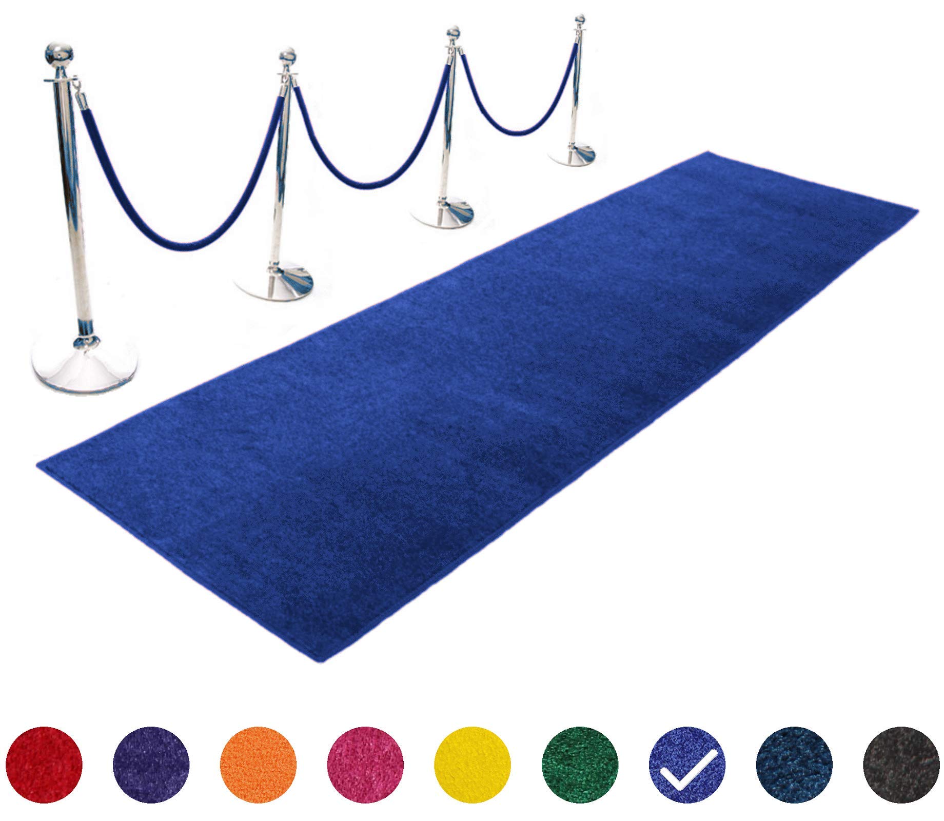 Event Carpet Aisle Runner - Quality Plush Pile Rug with Backing, Binding in Various Sizes (4 X 30 ft, Bright Royal Blue)