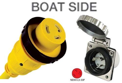 Marvine RV/ Boat Shore Power Extension 50FT 15 Amp to 30 Amp NEMA 5-15P to L5-30R Twist Lock Female with LED Power Indicator & Heavy Duty STW10/3 Cable