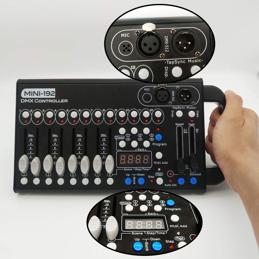 DMX Controller,192 CH DMX 512 Controller Lighting for Stage Lights, Dj Lights, Par Lights, Moving Head Lights, Pubs, Disco