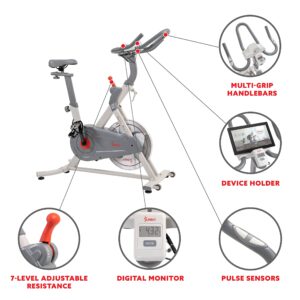 Sunny Health & Fitness Belt Drive Pro Lite Indoor Cycling Exercise Bike - SF-B1970 Silver