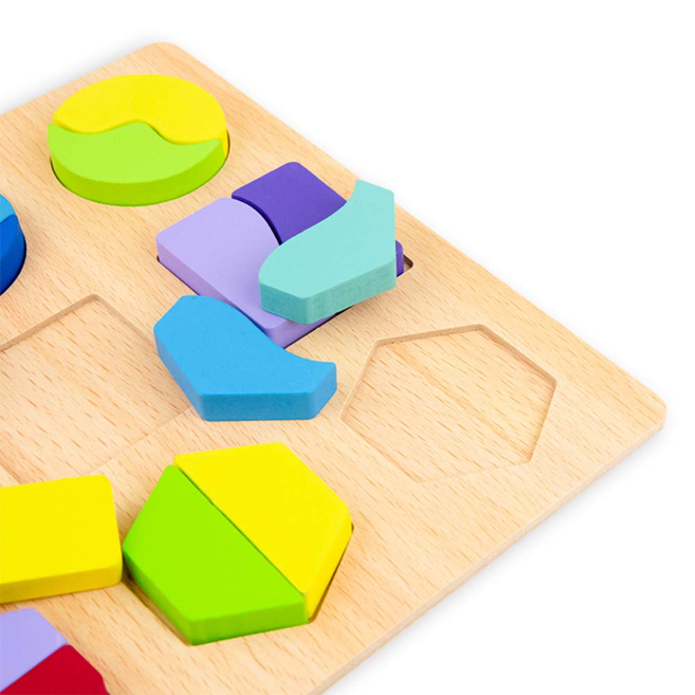 Wooden Simple Shape Puzzle 5 of Set for Toddlers First Jigsaw Puzzle Toys Shape Color Sorting Matching Peg Puzzle Montessori Geometric Early Educational Toys