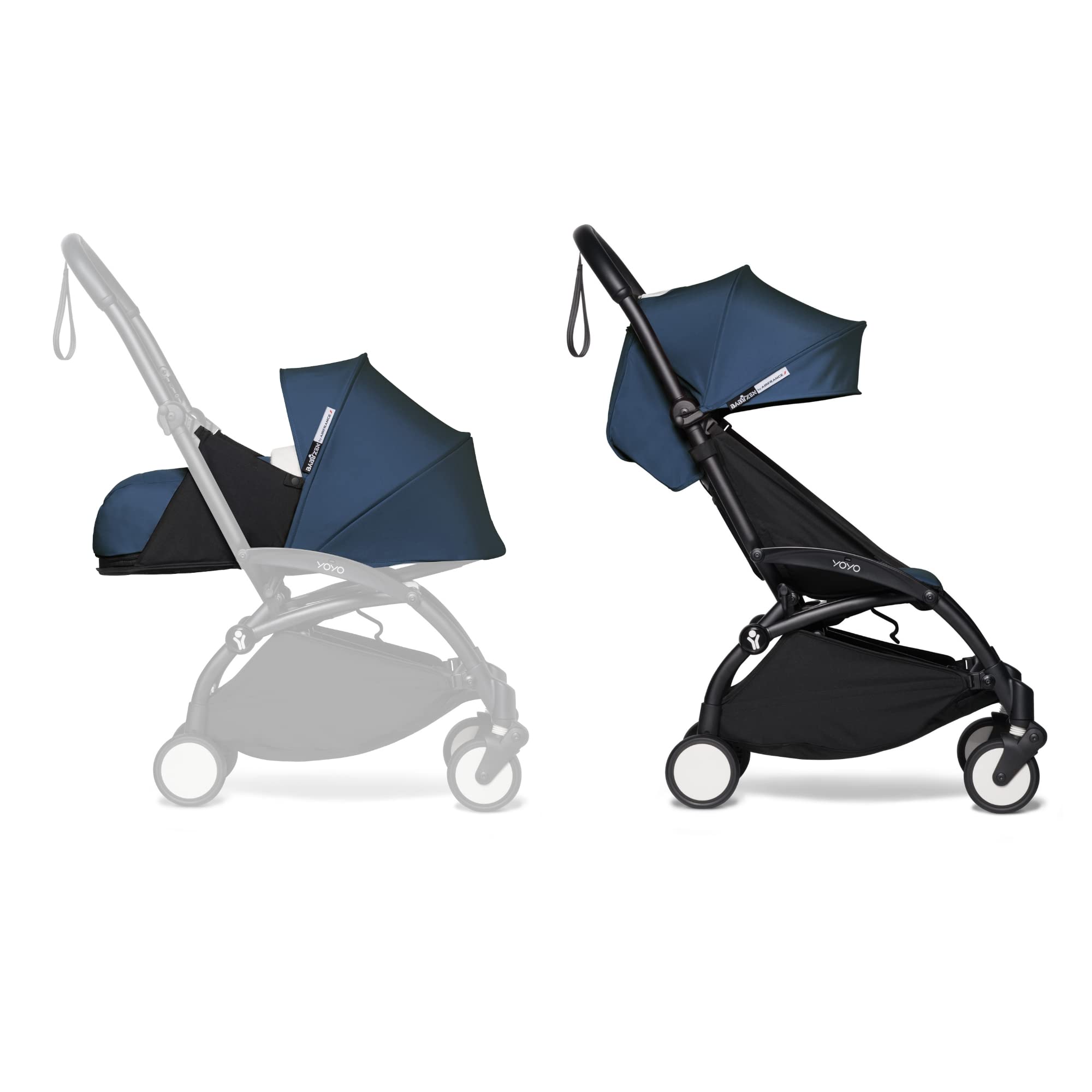 BABYZEN YOYO2 Stroller & 0+ Newborn Pack - Includes Black Frame, Air France Blue 6+ Color Pack & Air France Blue 0+ Newborn Pack - Suitable for Children Up to 48.5 Pounds