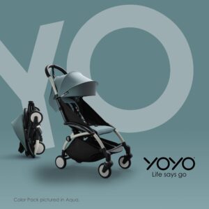 BABYZEN YOYO2 Stroller & 0+ Newborn Pack - Includes Black Frame, Air France Blue 6+ Color Pack & Air France Blue 0+ Newborn Pack - Suitable for Children Up to 48.5 Pounds