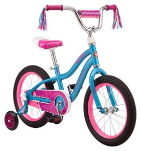 schwinn hopscotch quick build kids bike, 16-inch wheels, smart start steel frame, easy tool-free assembly, teal