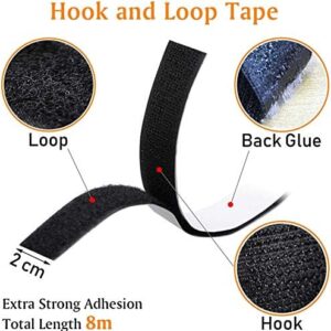 Double-Sided self-Adhesive Tape, 26Feet Extra Strong Double-Sided Adhesive with Fastener 0.8inch Wide self-Adhesive Adhesive pad with Loop Tape and Hook Tape (Black)