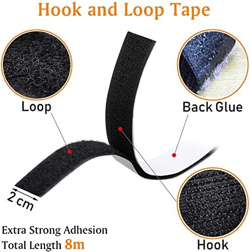 Double-Sided self-Adhesive Tape, 26Feet Extra Strong Double-Sided Adhesive with Fastener 0.8inch Wide self-Adhesive Adhesive pad with Loop Tape and Hook Tape (Black)