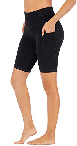 TOREEL 2 Pack Biker Shorts Women with Pockets 8" High Waisted Tummy Control Workout Shorts for Women Spandex Compression Exercise Shorts