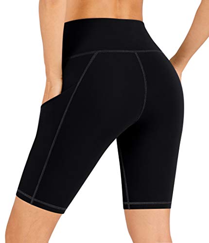 TOREEL 2 Pack Biker Shorts Women with Pockets 8" High Waisted Tummy Control Workout Shorts for Women Spandex Compression Exercise Shorts