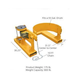 Titan Attachments Fork Mounted Tilting 55 Gallon Drum Dumper, Rated 800 LB