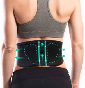 allyflex sports® lightweight back brace for men & women under uniform, dual medical 3d lumbar pads for lower back pain relief, breathable mesh with adjustable stapes for back stress - l