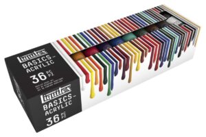 liquitex 2023470 basic acrylic paint set with 0.74 oz tubes, assorted color - set of 36