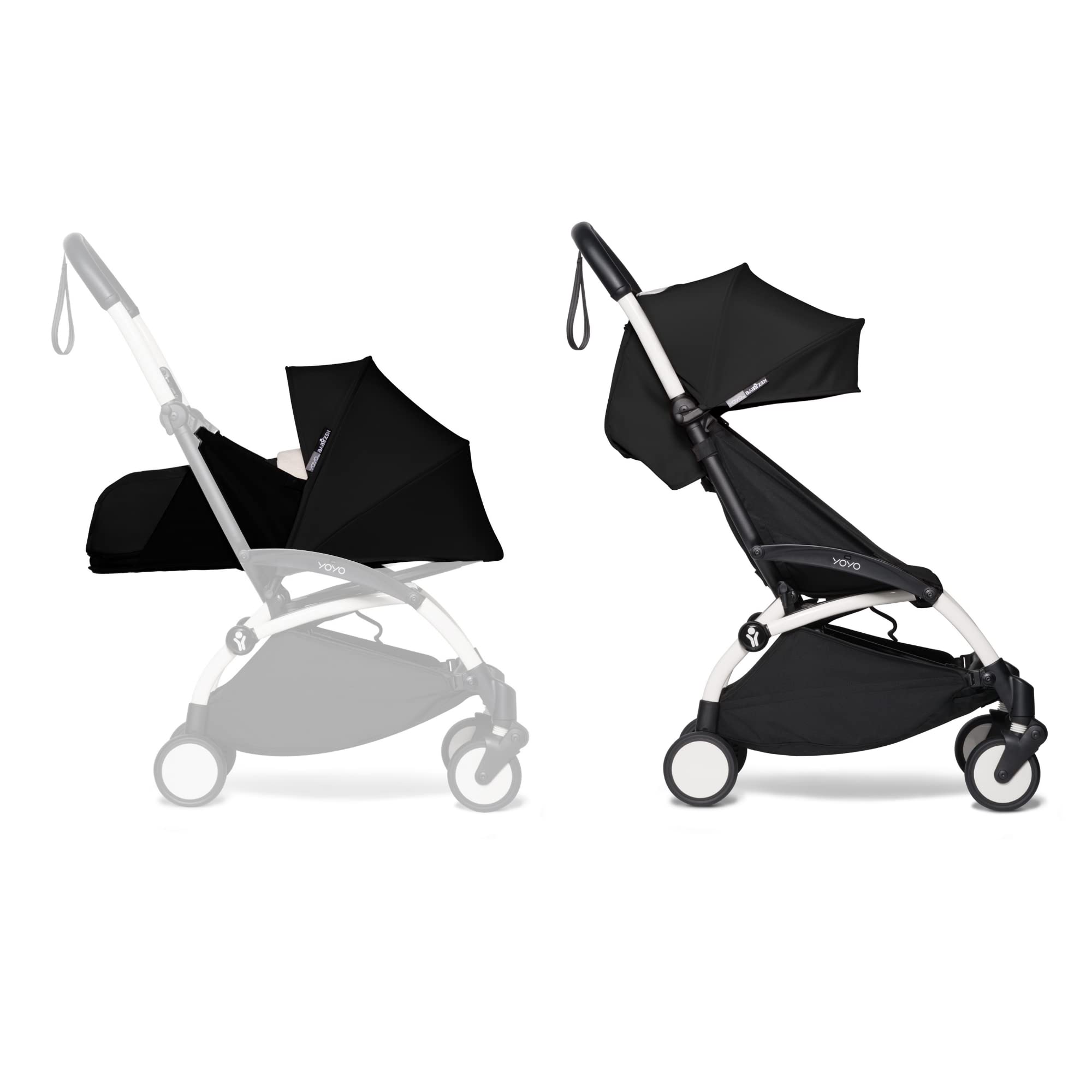 BABYZEN YOYO2 Stroller & 0+ Newborn Pack - Includes White Frame, Black 6+ Color Pack & Black 0+ Newborn Pack - Suitable for Children Up to 48.5 Pounds