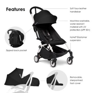 BABYZEN YOYO2 Stroller & 0+ Newborn Pack - Includes White Frame, Black 6+ Color Pack & Black 0+ Newborn Pack - Suitable for Children Up to 48.5 Pounds