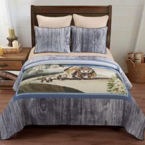 Donna Sharp Full/Queen Bedding Set - 3 Piece - Montana Morning Lodge Quilt Set with Full/Queen Quilt and Two Standard Pillow Shams - Machine Washable