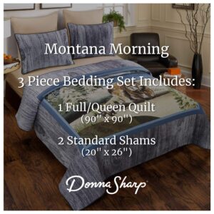 Donna Sharp Full/Queen Bedding Set - 3 Piece - Montana Morning Lodge Quilt Set with Full/Queen Quilt and Two Standard Pillow Shams - Machine Washable