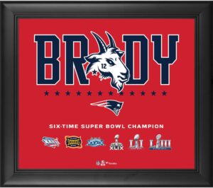 sports memorabilia tom brady new england patriots framed 15" x 17" g.o.a.t. collage - nfl