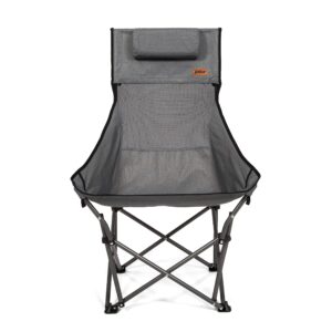 macsports xp high-back folding camping chair | outdoor back/lumbar support, lightweight (weighs under 6lbs), heavy duty (supports 225lbs), for camping hiking gaming backpacking sports hunting (gray)