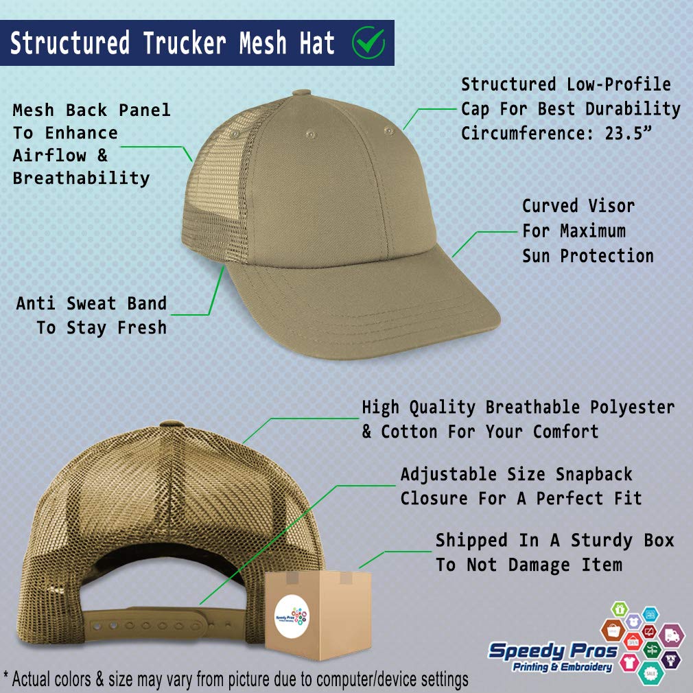 Mesh Trucker Hat Baseball Cap Custom Personalized Text Cotton Dad Hats for Men & Women Snapback Khaki One Size