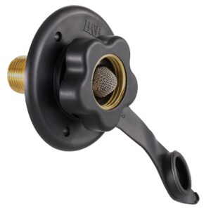 recpro rv city water fill inlet | black | optional hose elbow and or gasket seal | flange brass with check valve | camper | trailer | marine (no hose elbow, with seal) | made in usa