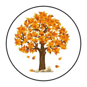 48 autumn tree envelope seals labels stickers 1.2" round