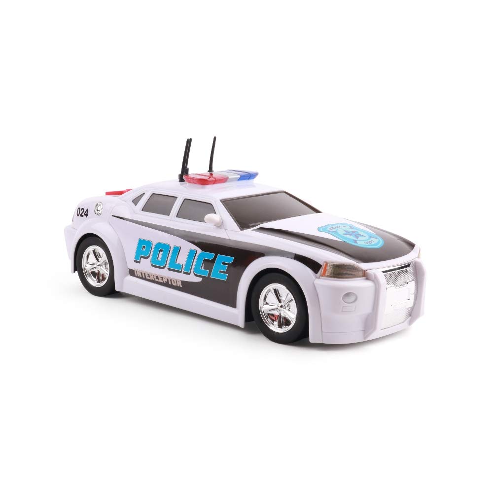 Mighty Fleet Rescue Force 12" Police Cruiser Toy: Realistic Lights & Sound Effects, Free Wheeling Play & Batteries Included - Ages 3+