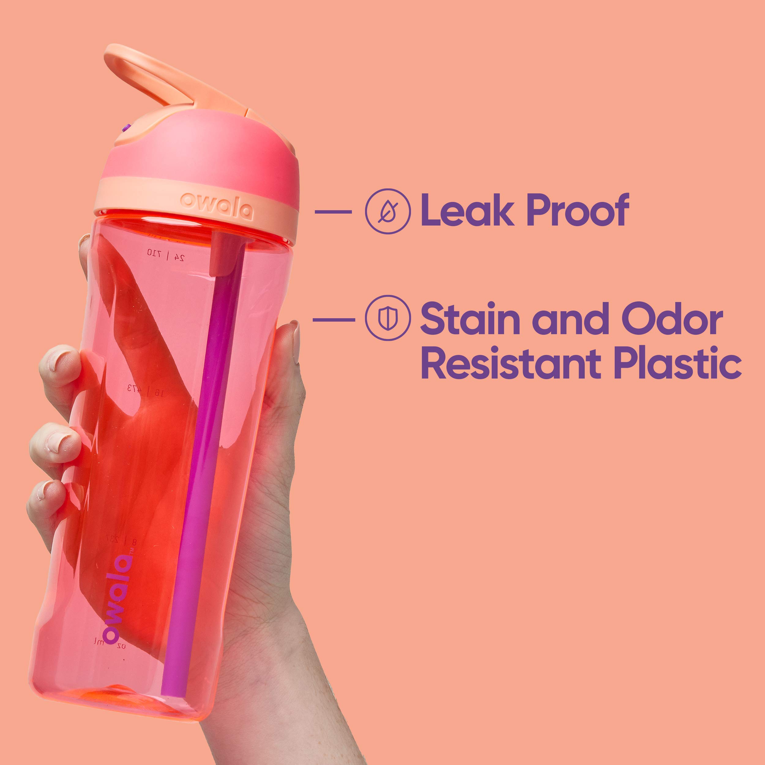 Owala Flip Clear Tritan Plastic Water Bottle with Straw, BPA-Free Sports Water Bottle, Leak Proof Water Bottle with Lock, Great for Travel, 25 Oz, Shy Marshmallow