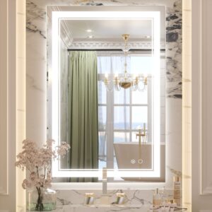 keonjinn led mirror for bathroom, 36 x 24 inch, wall mounted, dimmable, anti-fog, ip54 waterproof, 3 year warranty