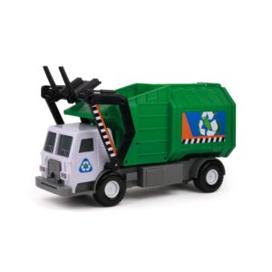 mighty fleet motorized garbage truck toy w/lights & sounds, motorized front arm, garbage bin, realistic design & batteries included - age 3+