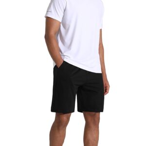 Men's Lounge Shorts with Deep Pockets Loose-fit Cotton Jersey Shorts for Running,Workout,Training, Basketball (605 Black, X-Large)