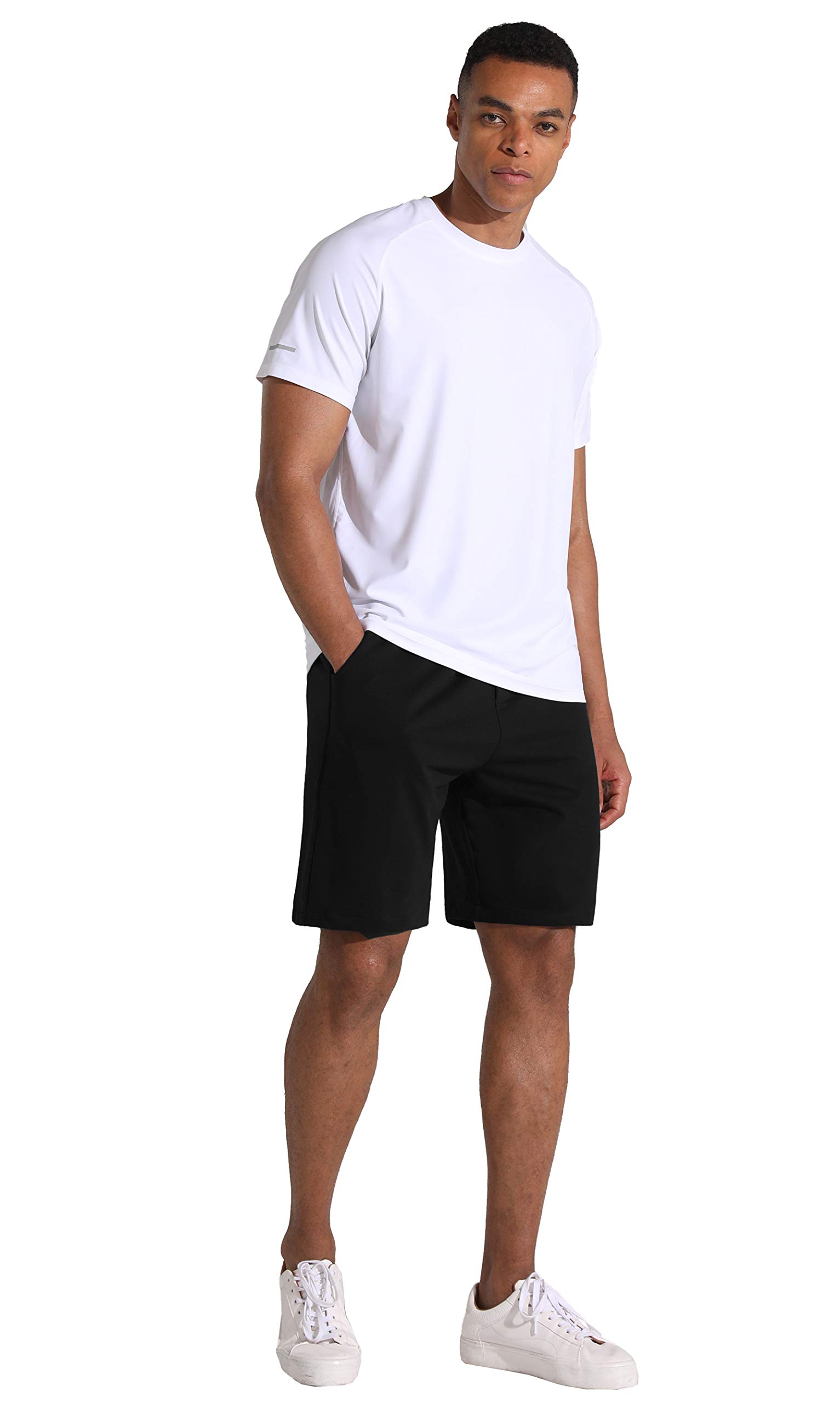 Men's Lounge Shorts with Deep Pockets Loose-fit Cotton Jersey Shorts for Running,Workout,Training, Basketball (605 Black, X-Large)