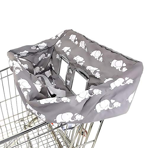 Portable Shopping Cart Cover | High Chair and Grocery Cart Covers for Babies, Kids, Infants & Toddlers ✮ Includes Free Carry Bag ✮ (Simple White Elephant)