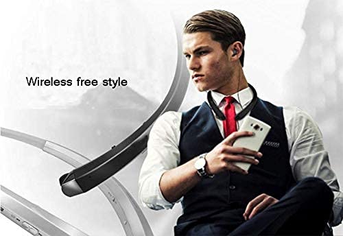 QT S Bluetooth Headset, Lightweight Retractable for Neckband Bluetooth Headphones for Sports Exercise Home & Office, Noise Cancelling Stereo Neckband Wireless Headset Talk 9-10 Hours-Black