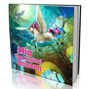 personalized storybook by dinkleboo -"the magical unicorn" - for kids aged 0 to 8 years old - a story about your son or daughter being a unicorn who lives high above the clouds! - soft cover (8"x 8")