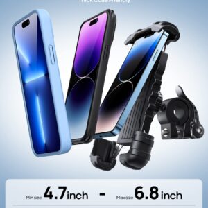 Lamicall Bike Phone Holder, Motorcycle Phone Mount - Motorcycle Handlebar Cell Phone Clamp, Scooter Phone Clip for iPhone 15 Pro Max/Plus, 14 Pro Max, S9, S10 and More 4.7" to 6.8" Smartphones