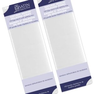 satin smooth large muslin epilating strips for hair removal, 100 ct x 2 packs