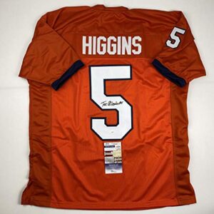 autographed/signed tee higgins clemson orange college football jersey jsa coa
