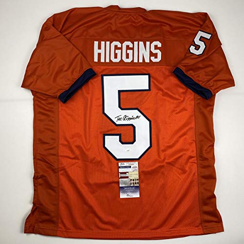 Autographed/Signed Tee Higgins Clemson Orange College Football Jersey JSA COA