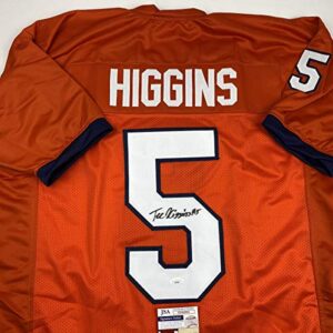 Autographed/Signed Tee Higgins Clemson Orange College Football Jersey JSA COA