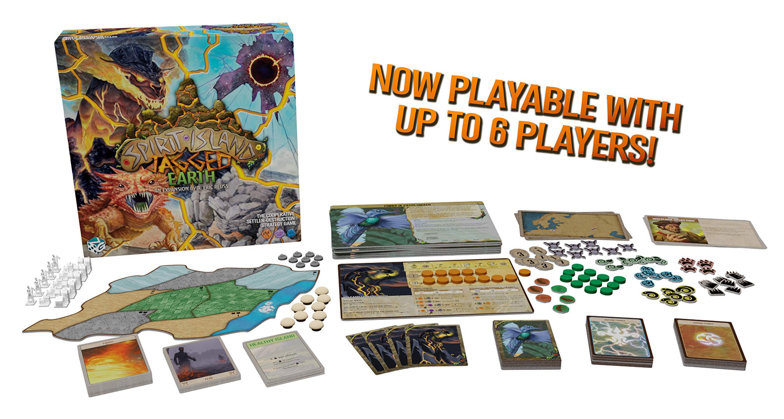 Greater Than Games | Spirit Island: Jagged Earth | Cooperative Strategy Board Game Expansion | 1 to 6 Players | 90+ Minutes | Ages 14+