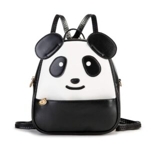 kl928 girls mini backpack toddler 3d animal casual daypack pu leather preschool convertible shoulder bag gift for kids (black)