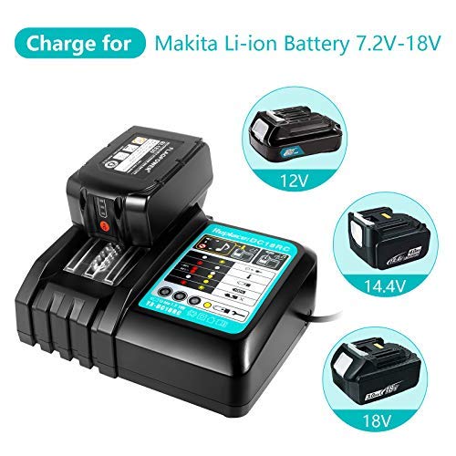 FLAGPOWER DC18RC 18V 3.0A Rapid Li-ion Charger for All Makita 7.2V-18V LXT Lithium Battery BL1830 BL1840 BL1850 BL1860 BL1815 BL1430 BL1450 BL1440 US Plug Fast Charger