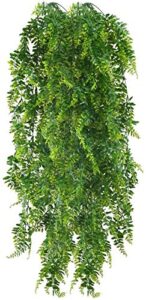 xhxstore 3.77 ft long artificial hanging plants 2pcs boston ferns faux ivy vines uv resistant outdoor plastic plants for summer garden indoor home wall party garland office decor