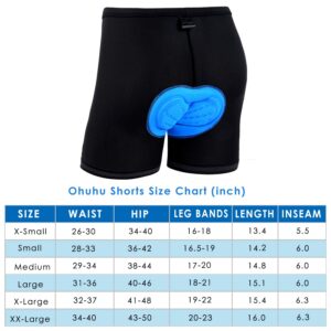 Ohuhu Padded Bike Shorts for Mens 3D Padded Cycling Bicycle Underwear Black