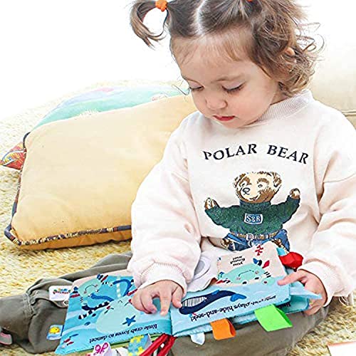 Baby Soft Cloth Book, Activity Crinkle Book Rattle Toy for Infants Educational Learning Toy Cloth Books for Babies 6-12 Monthes