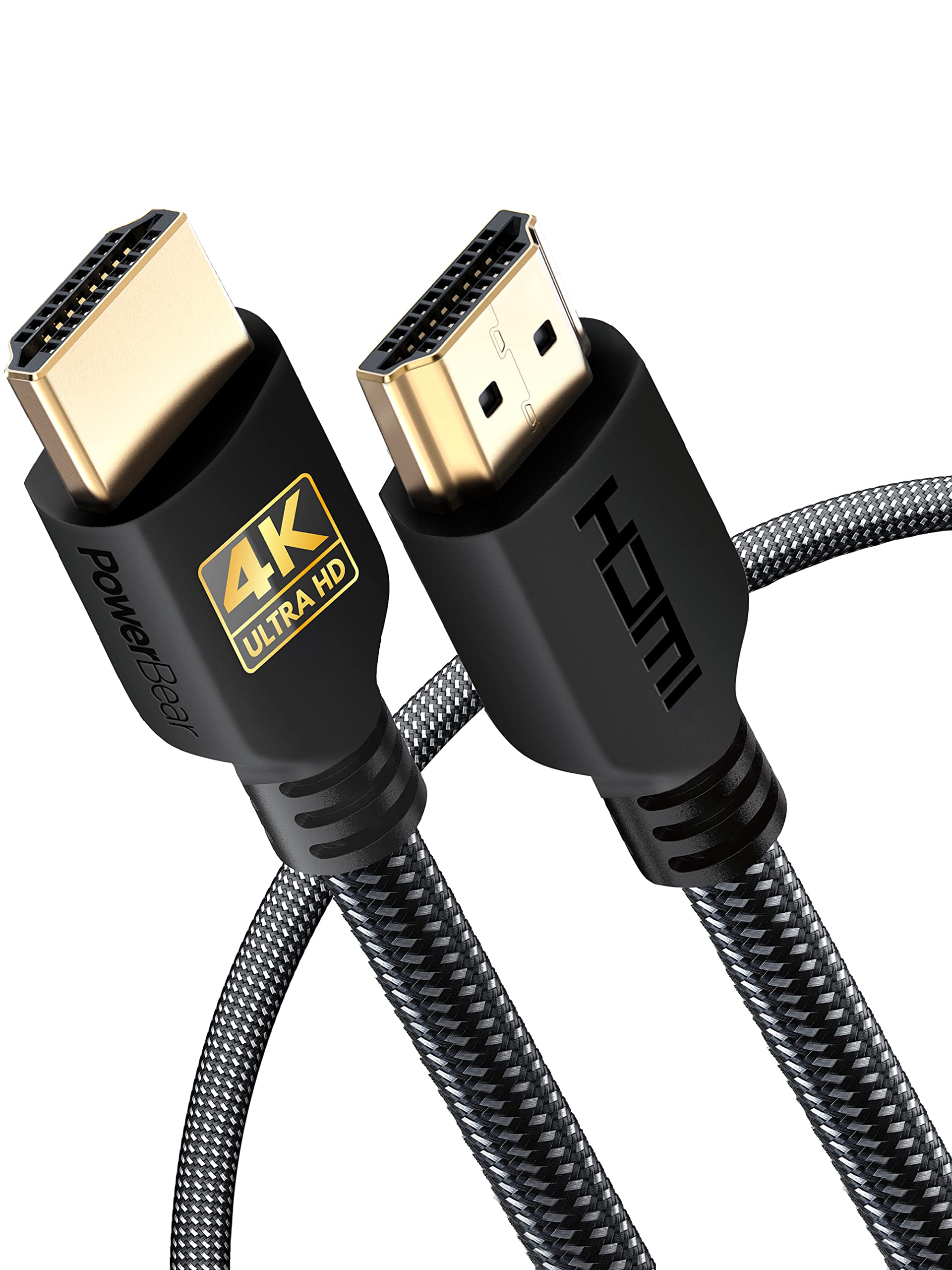 PowerBear 4K HDMI Cable 3 ft [2 Pack] High Speed, Braided Nylon & Gold Connectors, 4K @ 60Hz, Ultra HD, 2K, 1080P, ARC & CL3 Rated | for Laptop, Monitor, PS5, PS4, Xbox One, Fire TV, Apple TV & More…