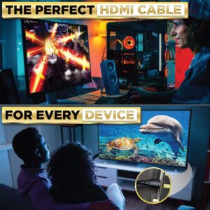 PowerBear 4K HDMI Cable 3 ft [2 Pack] High Speed, Braided Nylon & Gold Connectors, 4K @ 60Hz, Ultra HD, 2K, 1080P, ARC & CL3 Rated | for Laptop, Monitor, PS5, PS4, Xbox One, Fire TV, Apple TV & More…